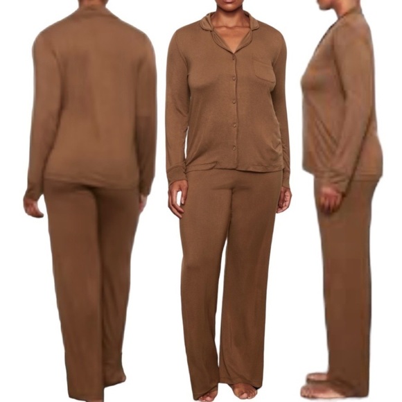 SKIMS plus size sleepwear pajama settop & matching sleep pant set tan nude NWT